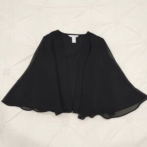 London Times Petites black sheer open cardigan shall. Size 6P or UK 10